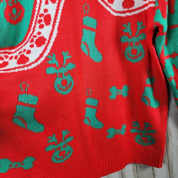 Cesar Holiday Ugly Sweater Red Green Size Large - Picture 5 of 10